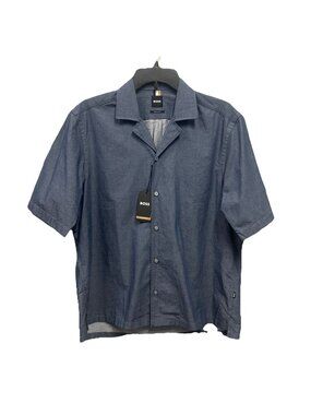 Boss Hugo Boss Lars Shirt Mens Small Blue Short Sleeve Button Down Regular Fit